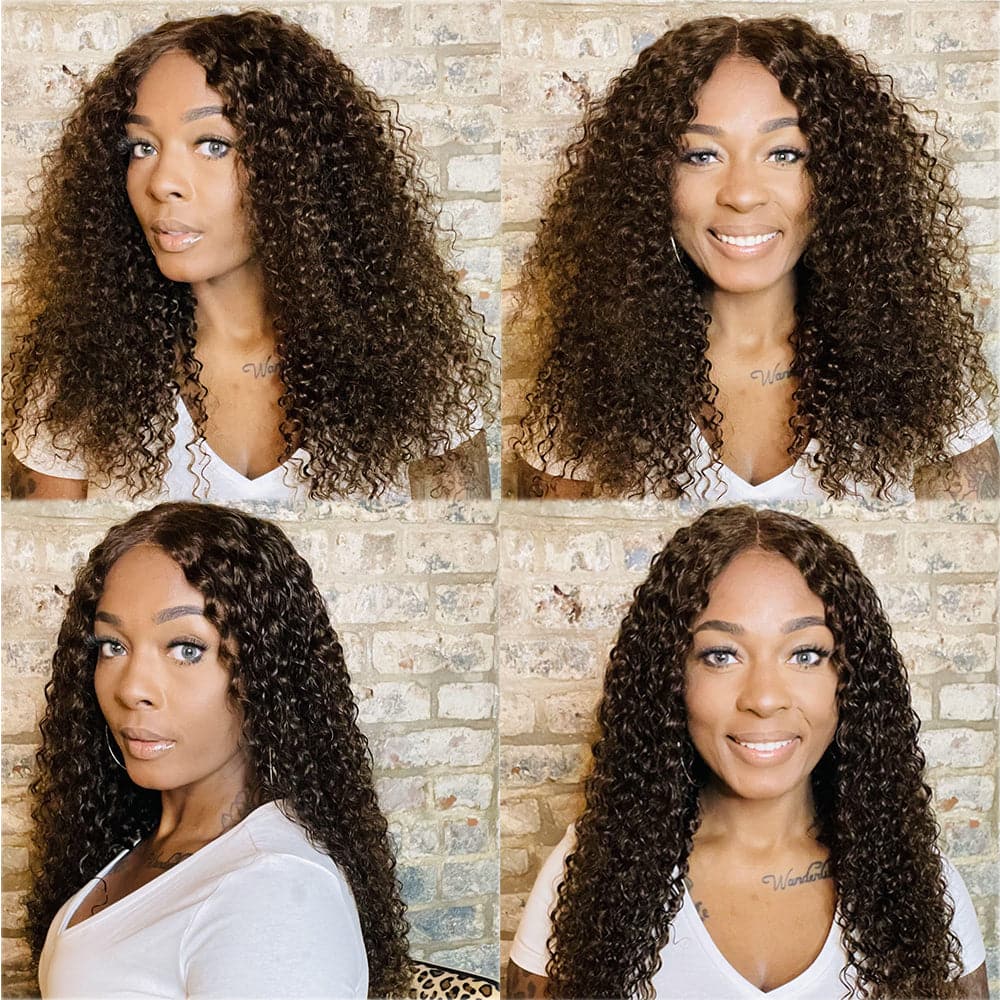 Sterly Glueless 13x6 Curly Wave Wig HD Lace Chocolate Brown Human Hair Wigs 180% Density