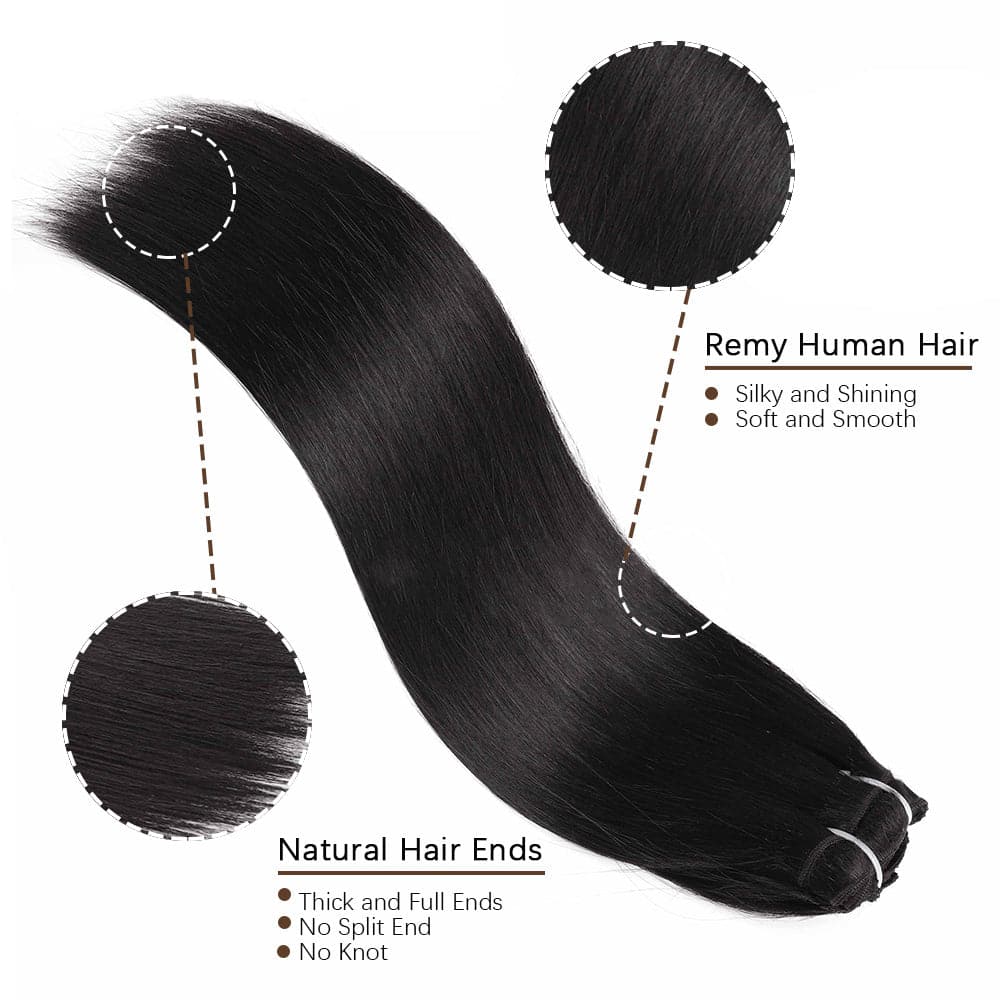 Sterly Straight Clip in Hair Extensions Human Hair 8pcs Per Set with 18Clips