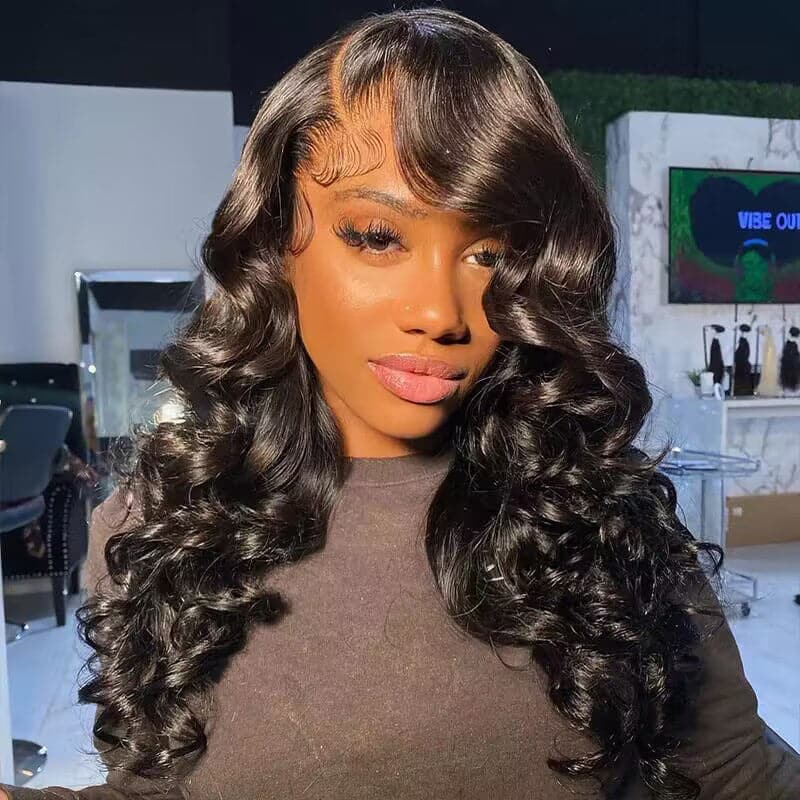 Perruques en cheveux humains ondulés 13×4 HD transparentes avec dentelle frontale Sterly Hair