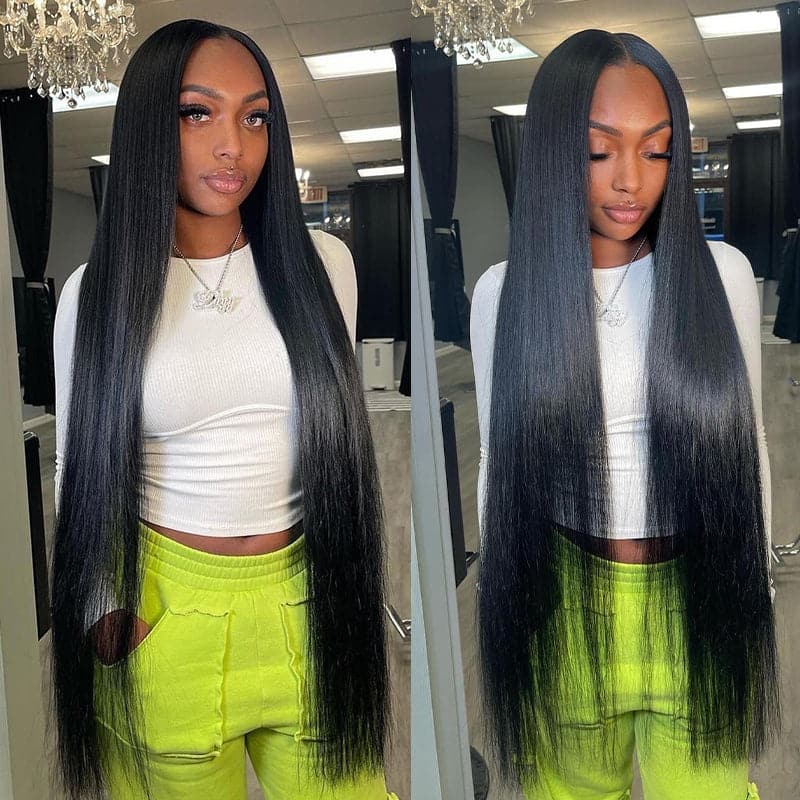 Long Hair Wigs For Women Straight Human Hair Invisible Wigs 180% Density 32-40inch