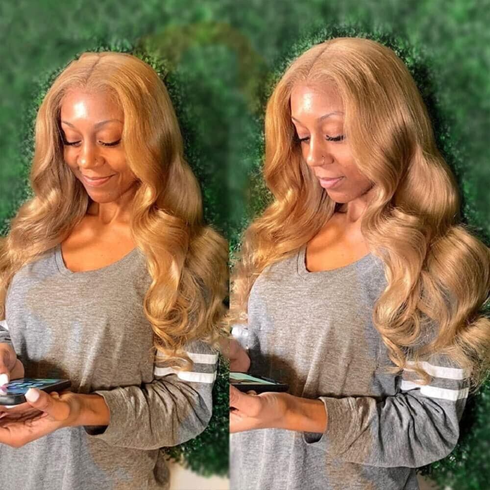 Sterly #27 Light Brown Body Wave Human Hair Lace Wigs For Black Women