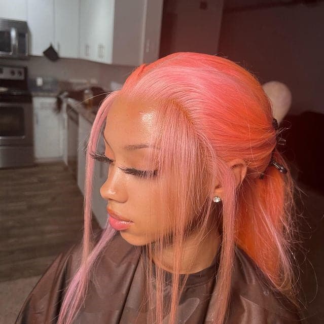 Sterly Sakura Pink Transparent Lace Front Wigs Long Straight Human Hair For Women