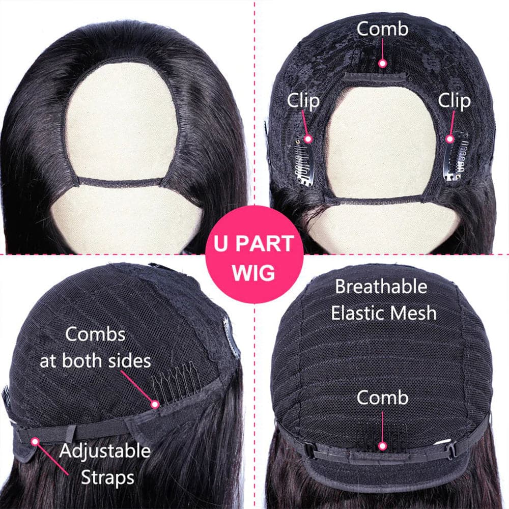 12-32inch Glueless U Part Curly Wave Hair Wigs
