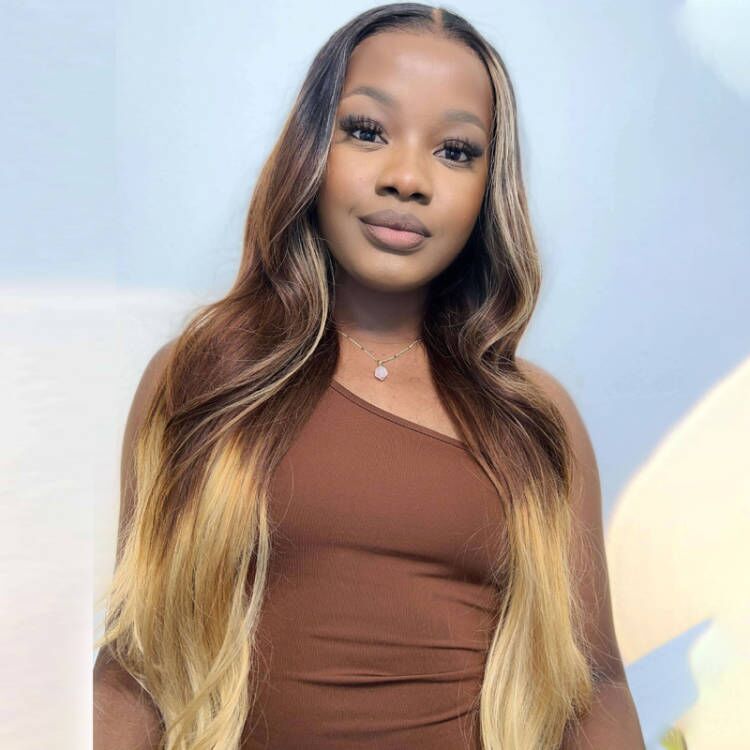 Sterly Hair T1B/4/27 Highlights Brown Ombre Wigs Highlight Body Wave Wigs