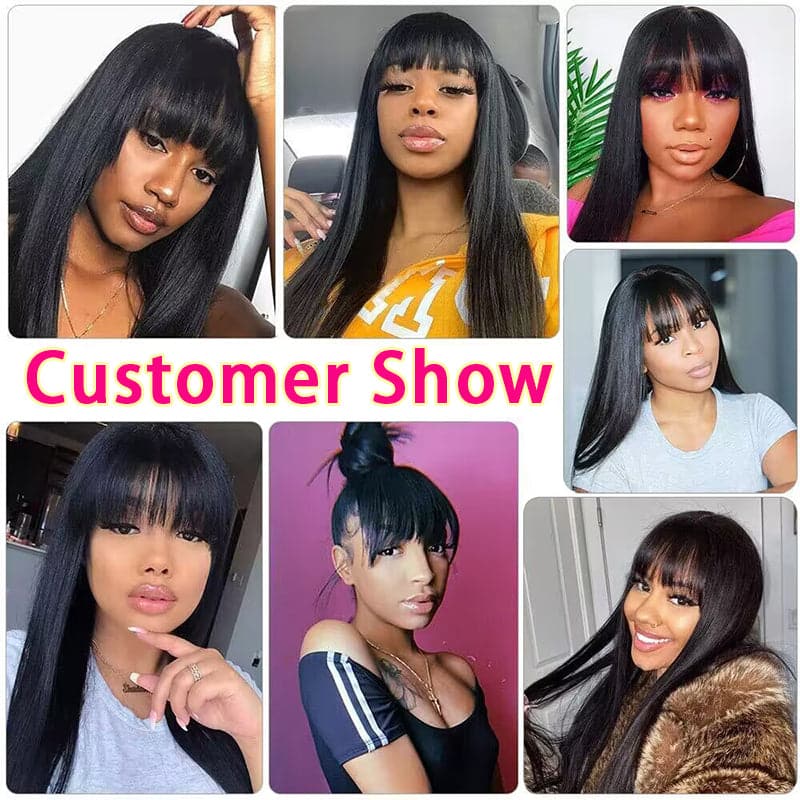 22-32inch Glueless Human Hair Wigs With Bangs No Code Needed!
