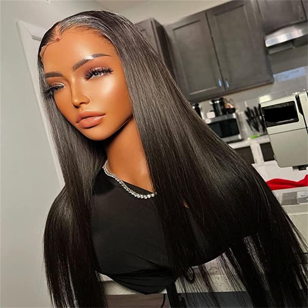 #1 Jet Black Glueless 13x6 Straight Hair With Drawstring 100% Human Hair Wigs