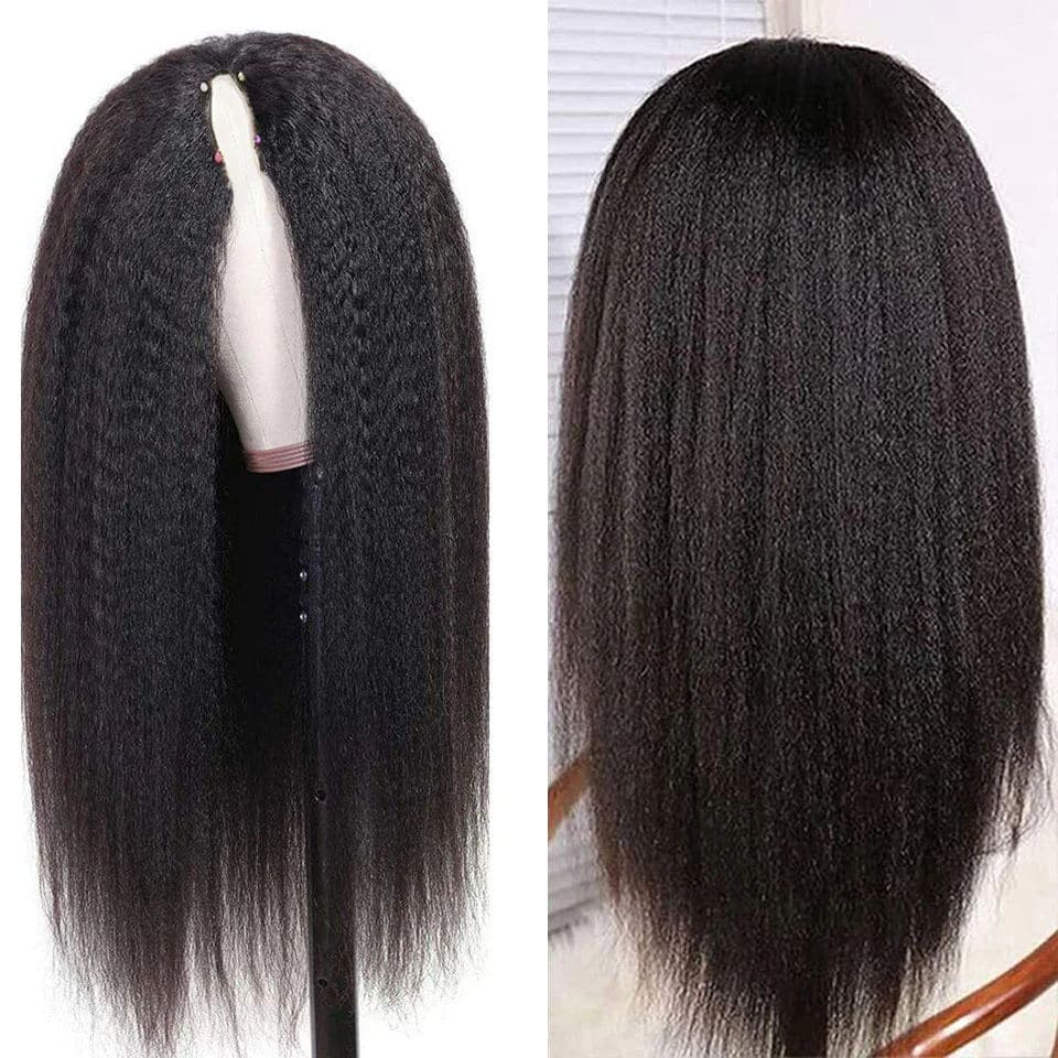 22-32inch Glueless V Part Kinky Straight Hair Wigs No Code Needed!
