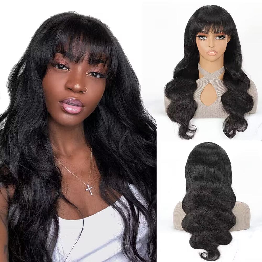 22-32inch Glueless Human Hair Wigs With Bangs No Code Needed!