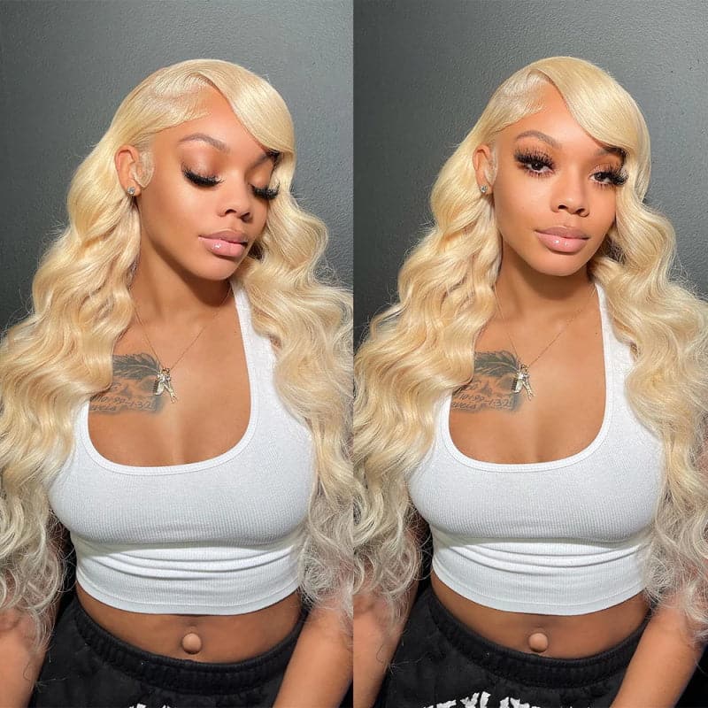 Sterly #613 Blonde Full Lace Human Hair Wigs HD Transparent Straight/Body Wave Lace Frontal Wig