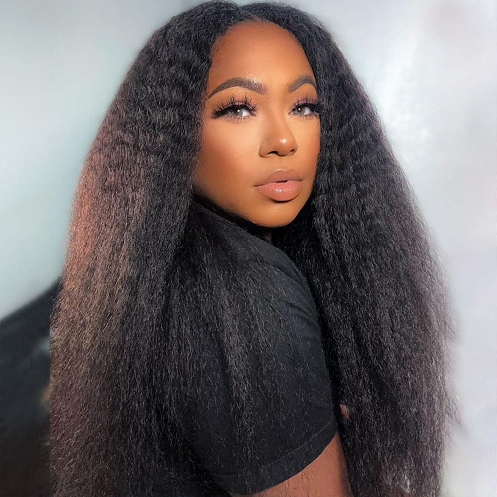 22-32inch Glueless V Part Kinky Straight Hair Wigs No Code Needed!
