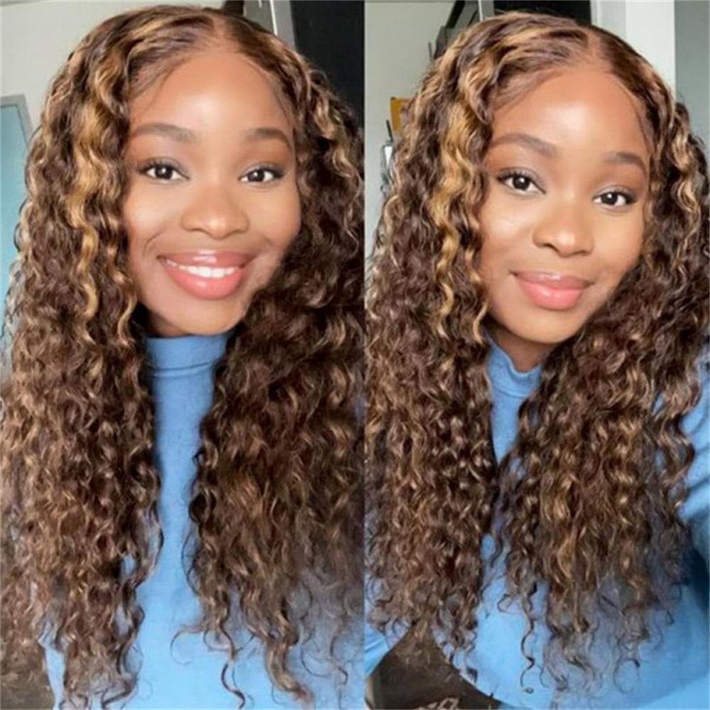 Sterly 13x6 HD Transparent Lace Front Closure Colored Human Hair Wigs Highlight Deep Wave Frontal Wigs