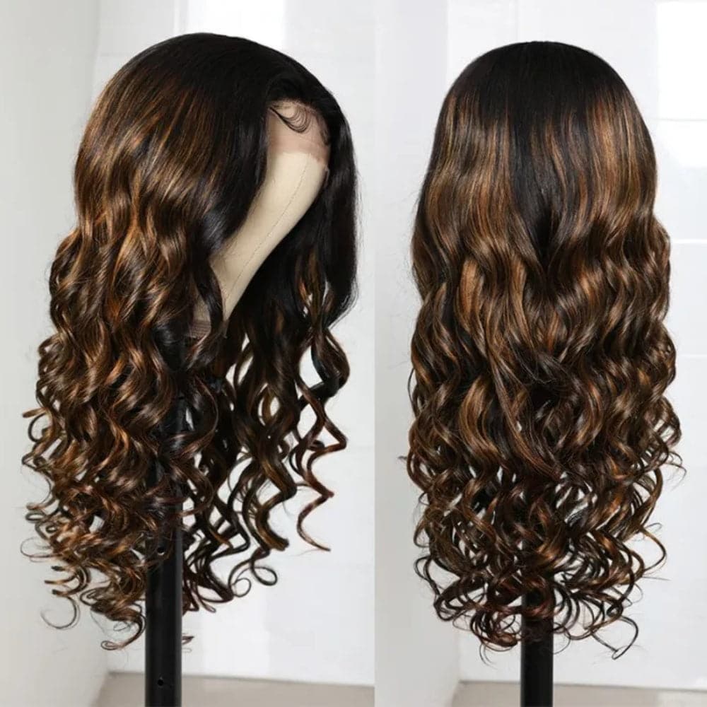 Sterly #FB30 Balayage Colored Highlight Wig Transparent Lace Body Wave Frontal Wigs
