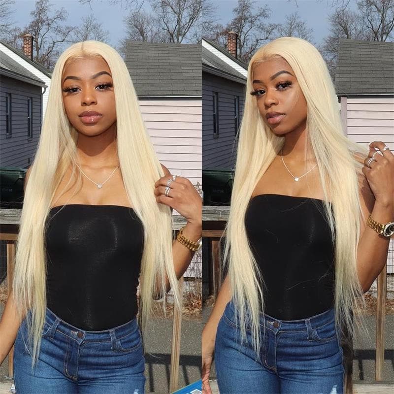 Sterly #613 Blonde Full Lace Human Hair Wigs HD Transparent Straight/Body Wave Lace Frontal Wig