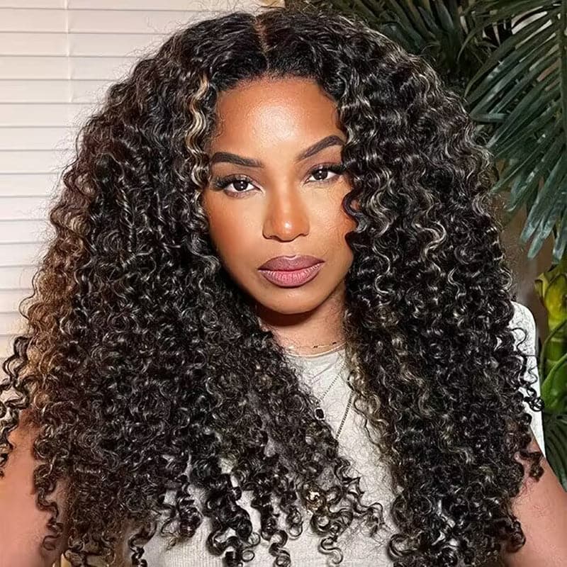 Sterly Hair Honey Blonde Highlight Wig 13x6 5x5 Lace Front Curly Human Hair Wigs