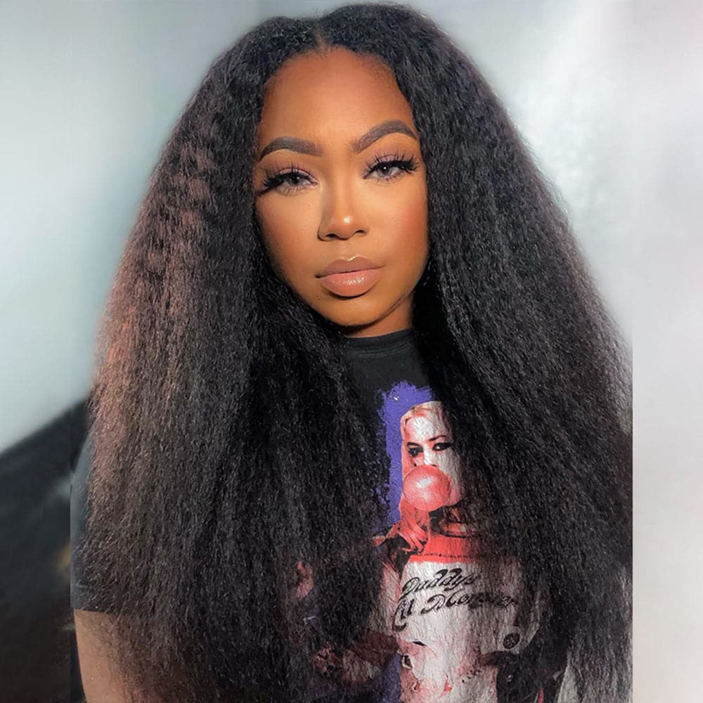 22-32inch Glueless V Part Kinky Straight Hair Wigs No Code Needed!