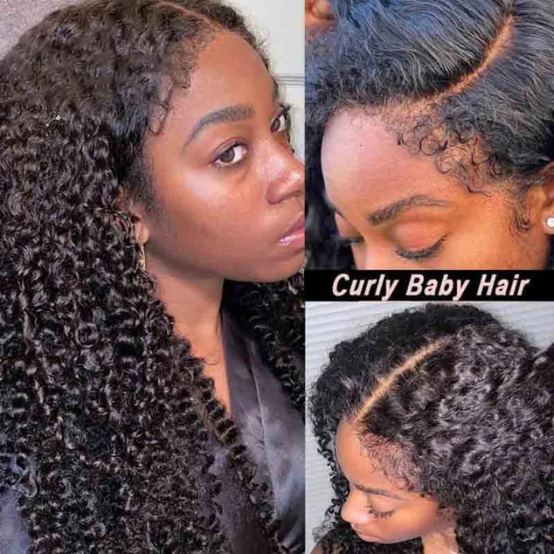 Type 4C Edges Wig | 3c/4a Kinky Curly 5×5/13×6 HD Transparent Lace Human Hair Wigs