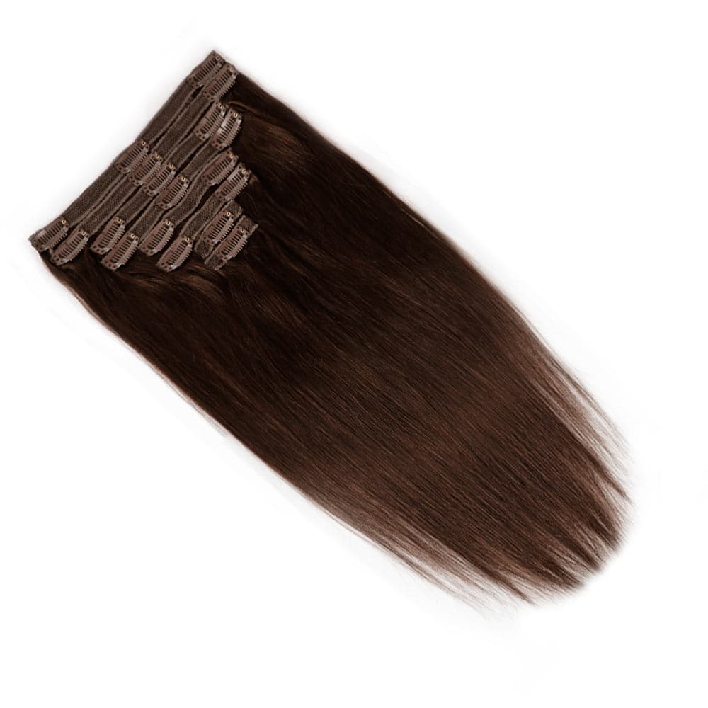 Sterly #2 Dark Brown Straight Clip-in Human Hair 8 Pices With 18 Clips 120g