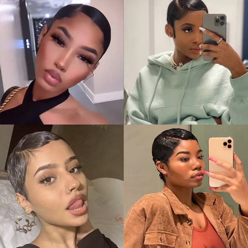 Sterly Short Pixie Cut Glueless Straight Wig Lace Front Human Hair Wigs