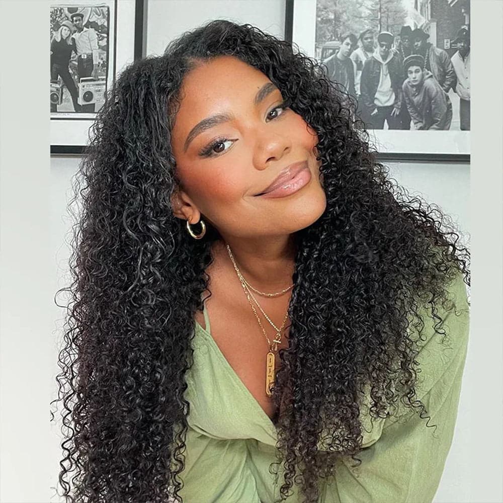 Sterly 22-32inch Glueless V Part Curly Wave Hair Wigs No Glue No Leave Out
