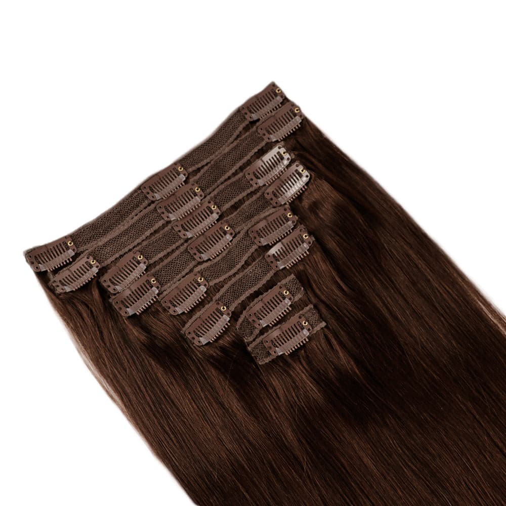 Sterly #2 Dark Brown Straight Clip-in Human Hair 8 Pices With 18 Clips 120g