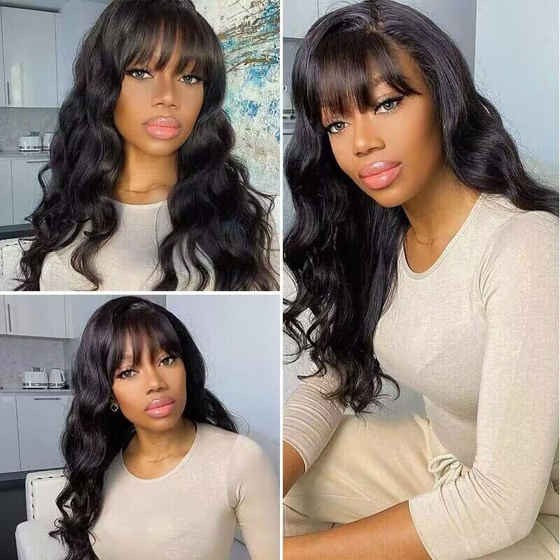 22-32inch Glueless Human Hair Wigs With Bangs No Code Needed!