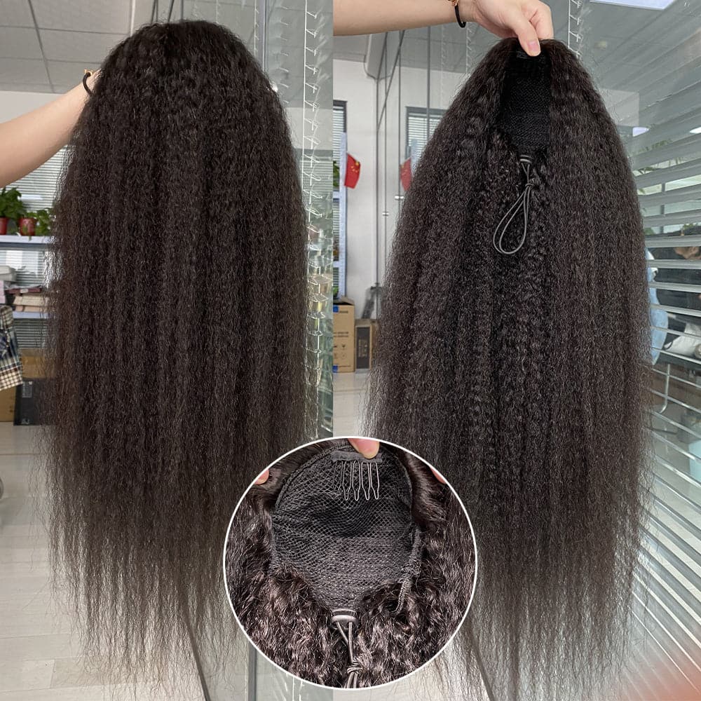 Sterly Yaki Straight Human Hair Drawstring Ponytail Human Hair Extensions