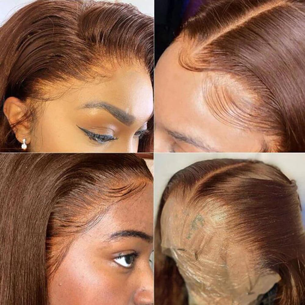 #4 Chocolate Brown Hair Wig Sterly Dark Brown Straight Lace Front Wigs Human Hair