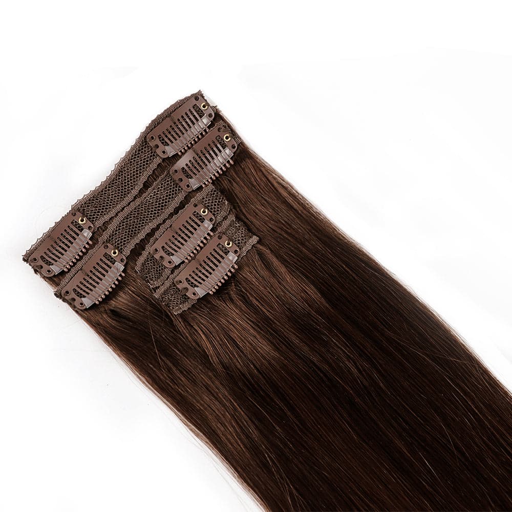 Sterly #2 Dark Brown Straight Clip-in Human Hair 8 Pices With 18 Clips 120g
