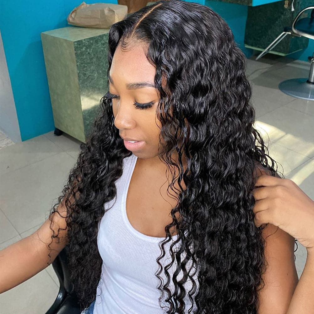 Water Wave Full Lace Human Hair Wig Sterly 100% Human Hair Wigs 180% Density