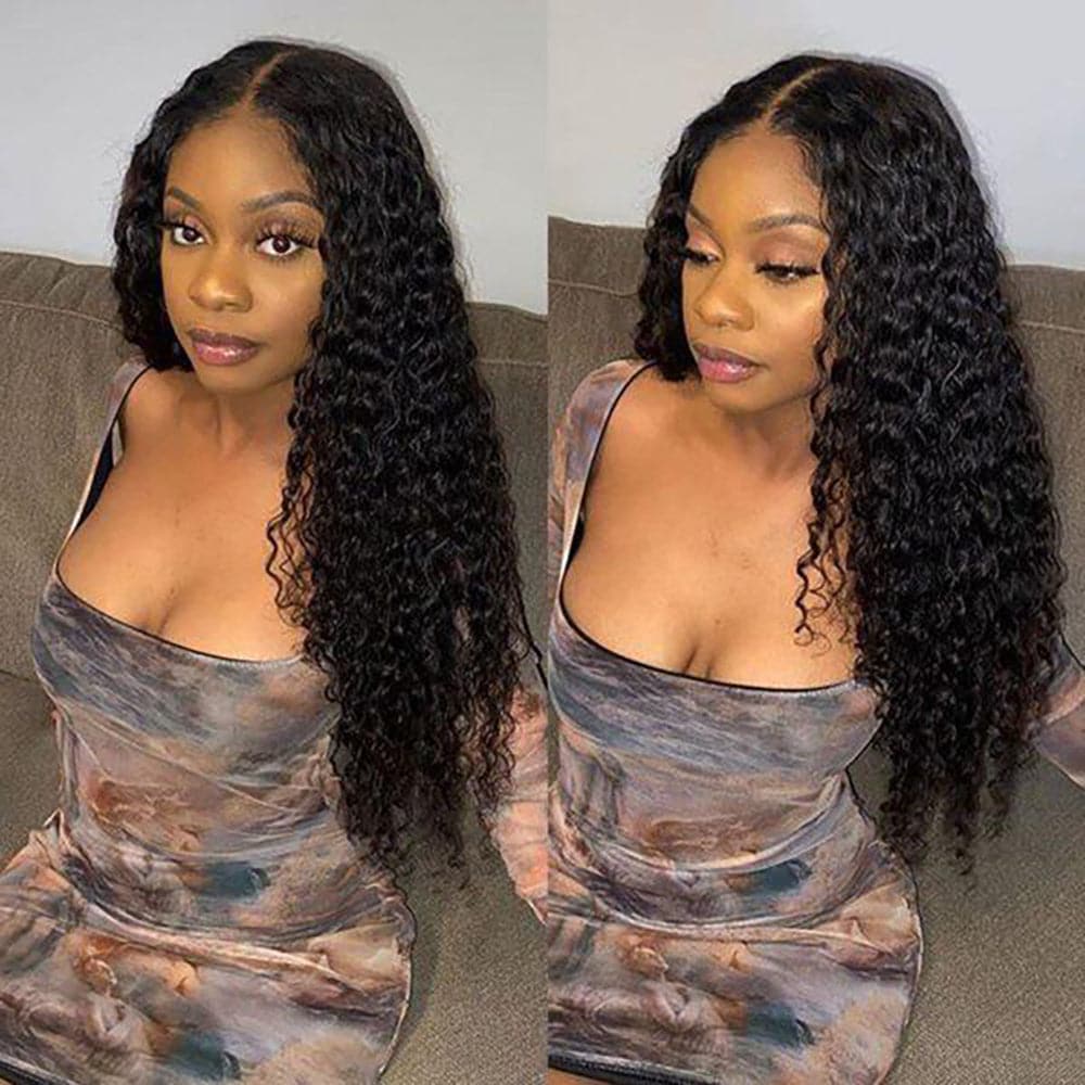 Sterly 4×4 HD Transparent Deep Wave Closure Wigs Human Hair Wigs For Women