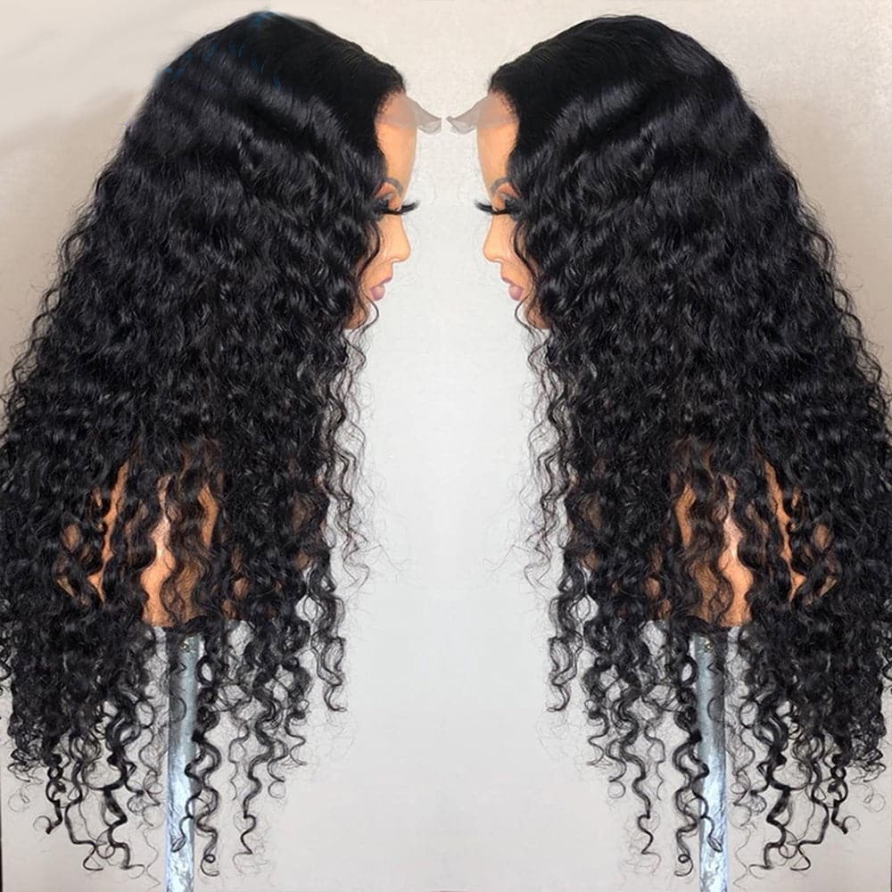 Sterly 4×4 HD Transparent Deep Wave Closure Wigs Human Hair Wigs For Women