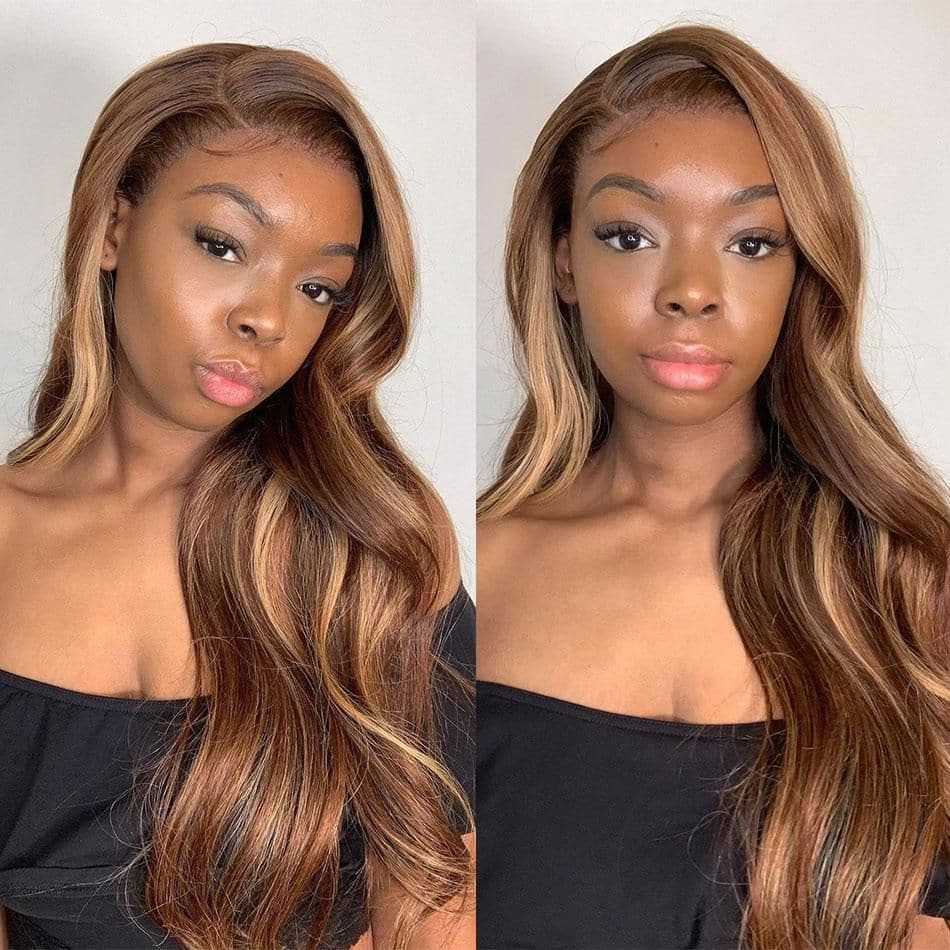 Glueless 13x6 P4/27 Highlight Wig Body Wave HD Lace Front Human Hair Wig Sterly Hair