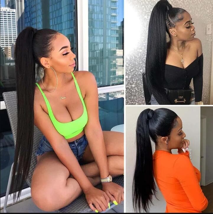 Sterly Straight Human Hair Drawstring Ponytail Human Hair Extensions
