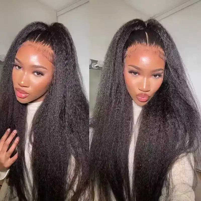Glueless 13x6 Kinky Straight Wig 16-40inch Transparent HD Lace Frontal Wigs Sterly Hair