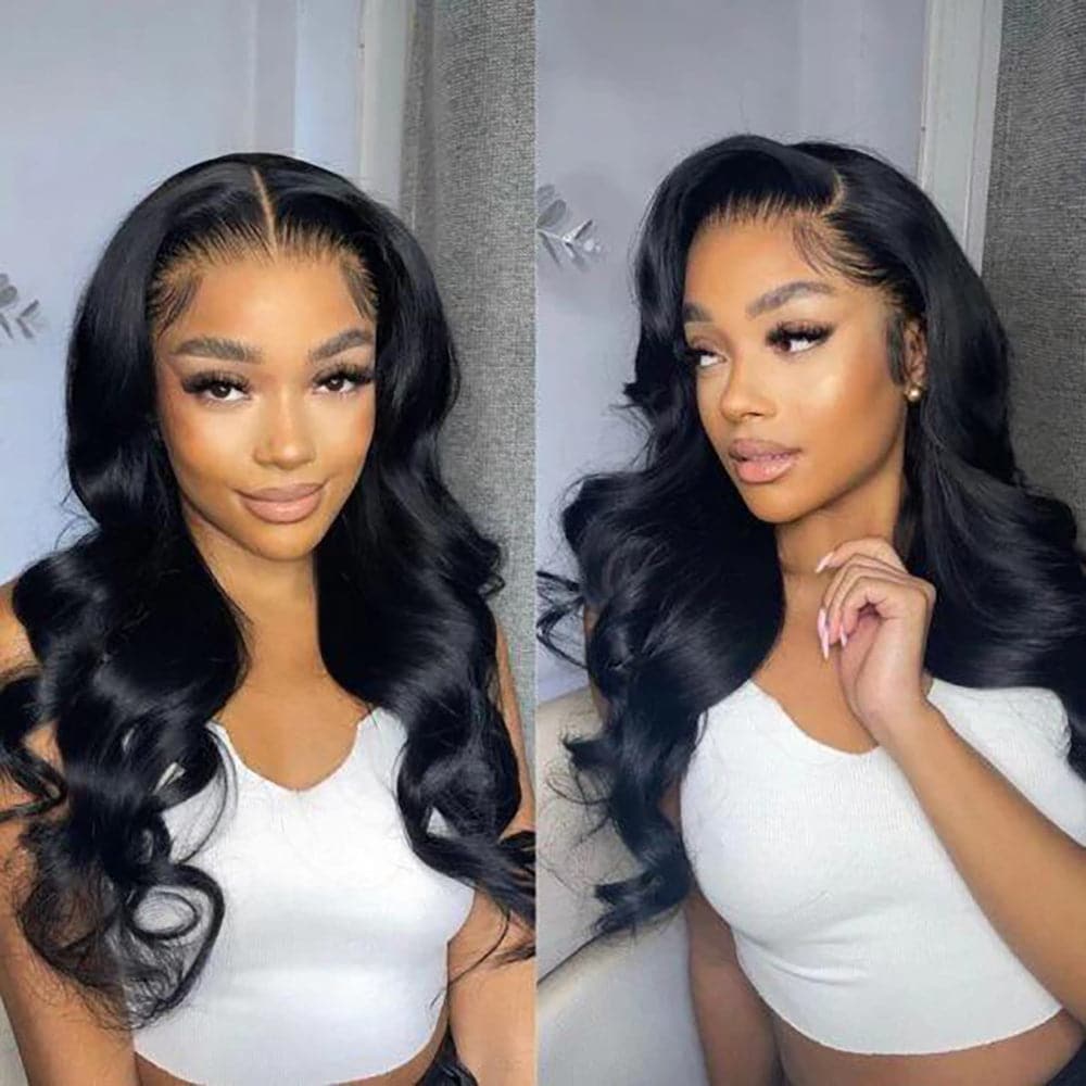 Sterly Affordable 4×4 HD Transparent Body Wave Closure Lace Wigs Human Hair