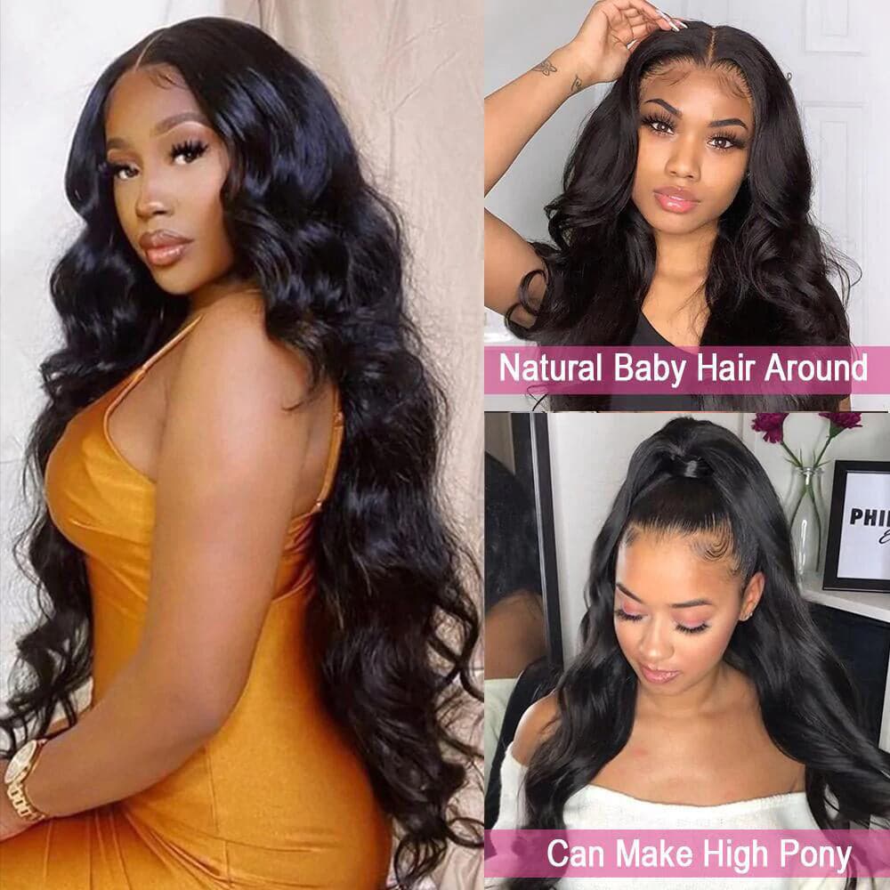 Sterly Affordable 4×4 HD Transparent Body Wave Closure Lace Wigs Human Hair