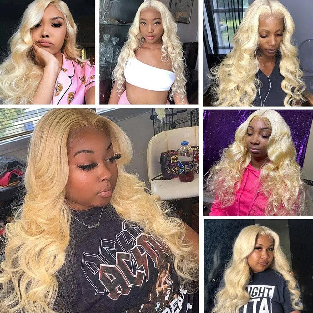 Sterly Hair 100% Human Hair 613 Blonde Body Wave 4×4/5x5 Lace Closure Wig