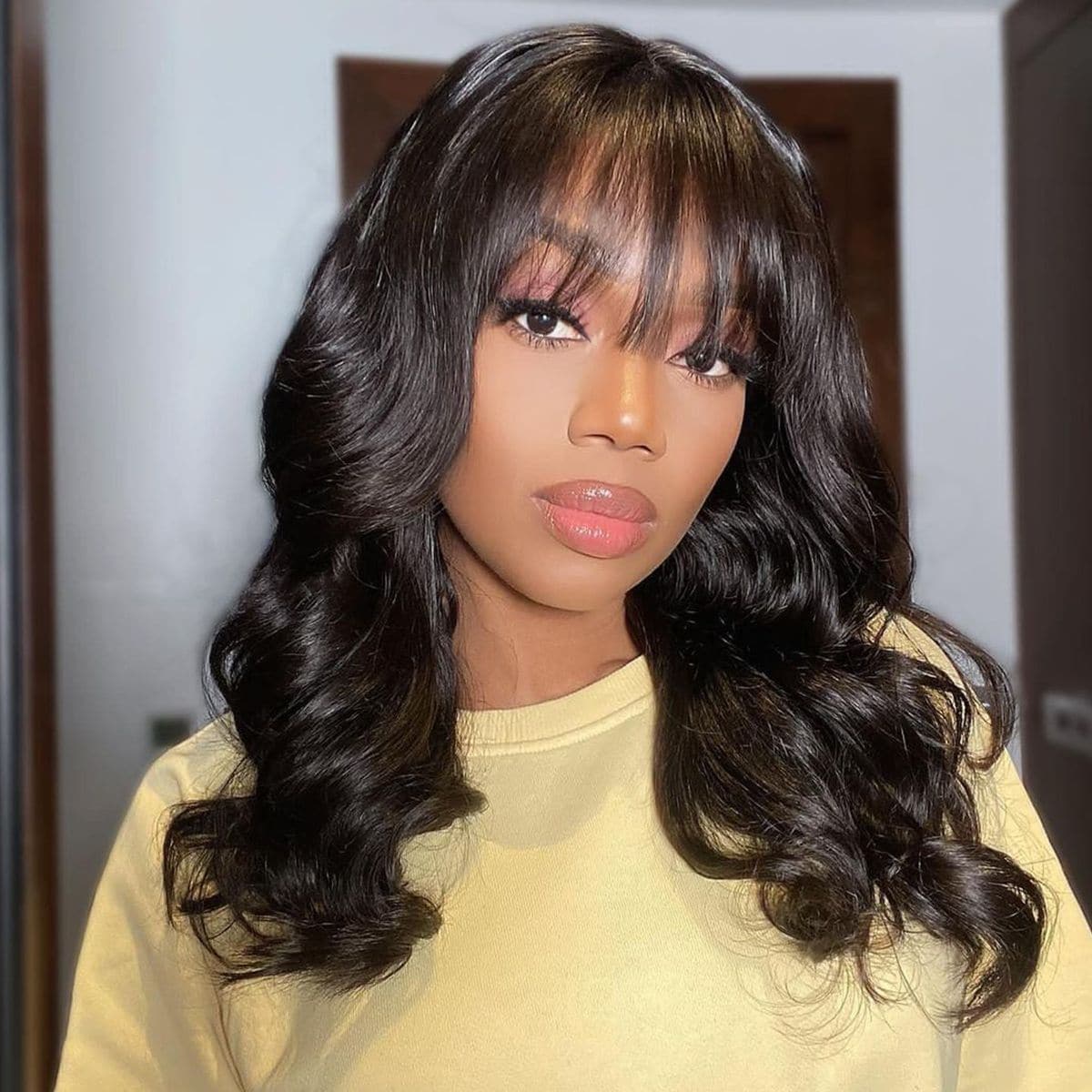 HD Lace Wear Go Glueless Wigs 5x5 Lace Human Hair Wigs With Bangs Straight Hair/ Body Wave
