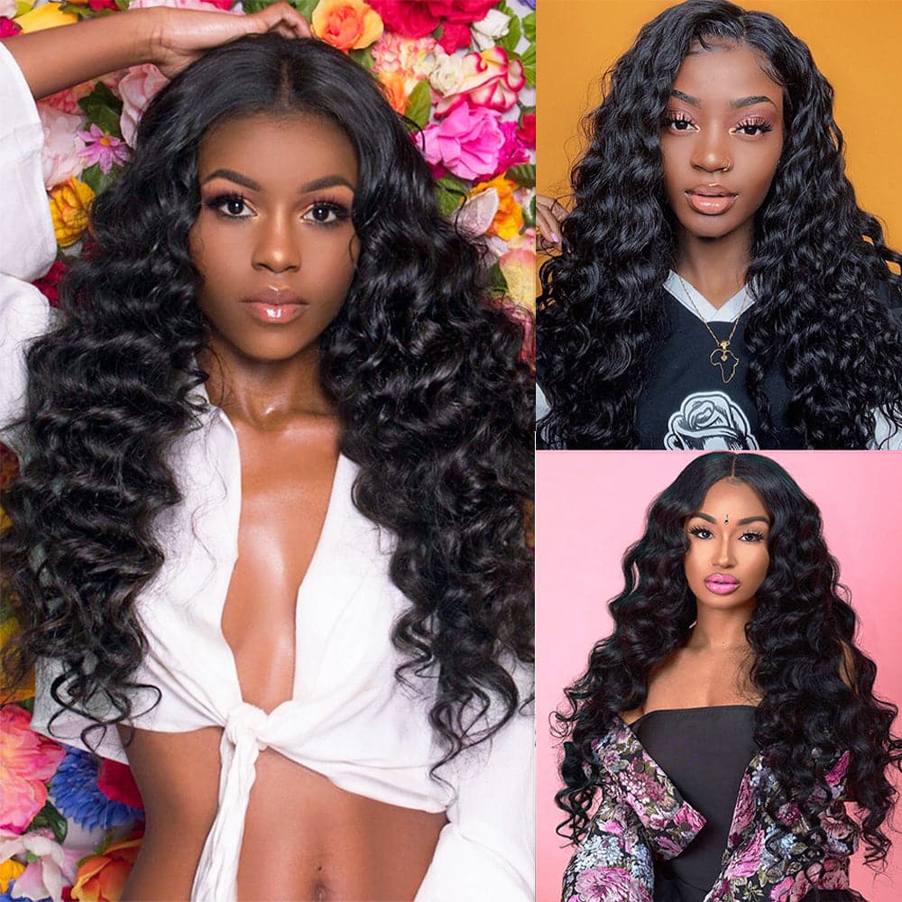 Long Hair Wigs For Women Loose Deep Wave Human Hair Invisible Wigs 180% Density 32-40inch