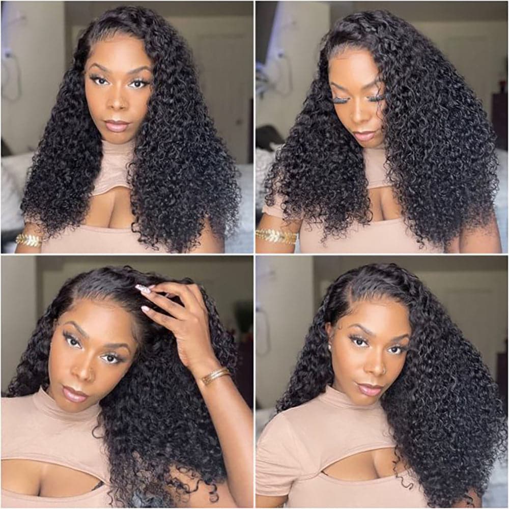 Perruques cheveux longs pour femmes, cheveux humains bouclés, invisibles, densité 180 %, 32 à 40 pouces