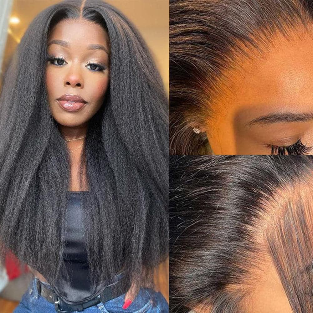 Glueless 13x6 Kinky Straight Wig 16-40inch Transparent HD Lace Frontal Wigs Sterly Hair