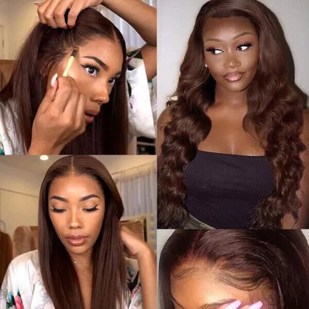 #4 Chocolate Brown Hair Wig Sterly Dark Brown Straight Lace Front Wigs Human Hair