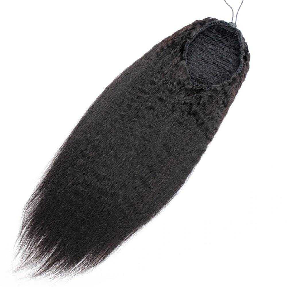 Sterly Yaki Straight Human Hair Drawstring Ponytail Human Hair Extensions