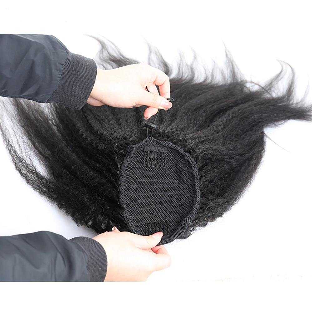 Sterly Yaki Straight Human Hair Drawstring Ponytail Human Hair Extensions