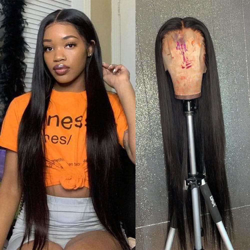 Long Hair Wigs For Women Straight Human Hair Invisible Wigs 180% Density 32-40inch