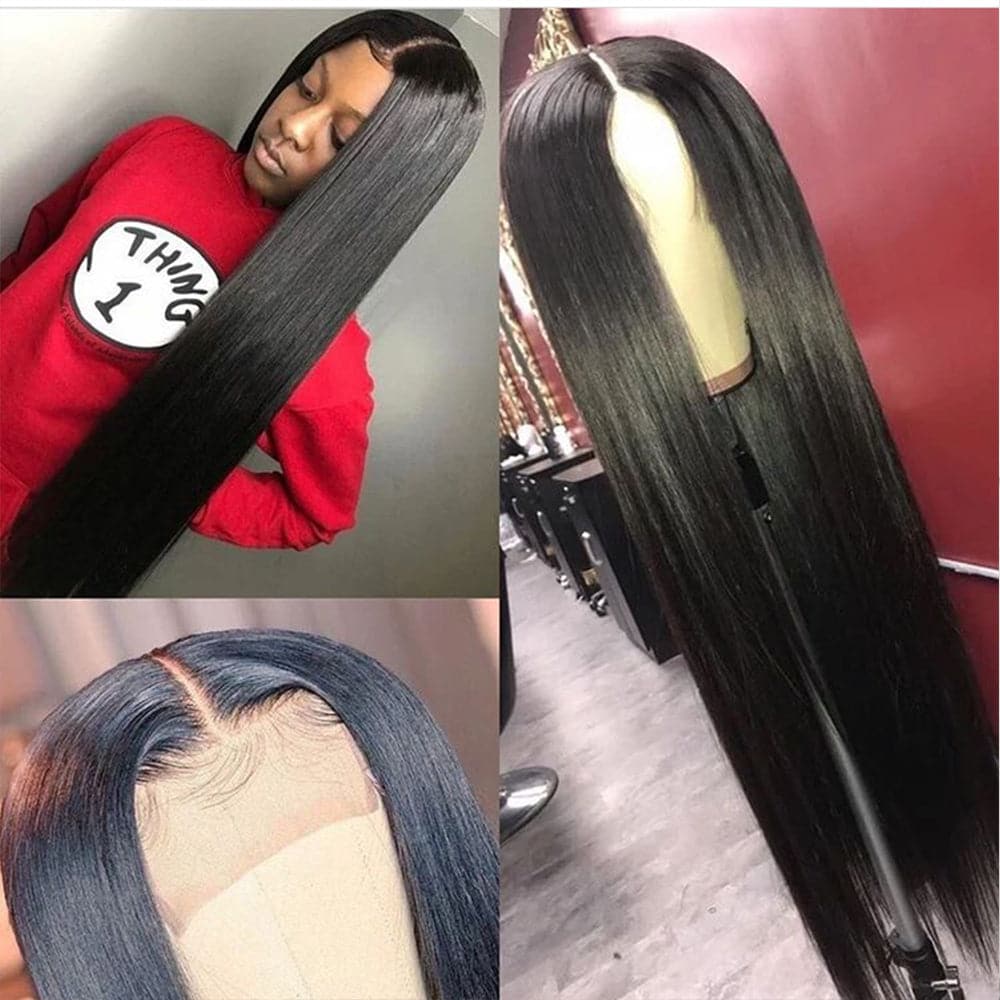 Sterly Glueless Straight 4×4 HD Transparent Lace Closure Wigs Human Hair