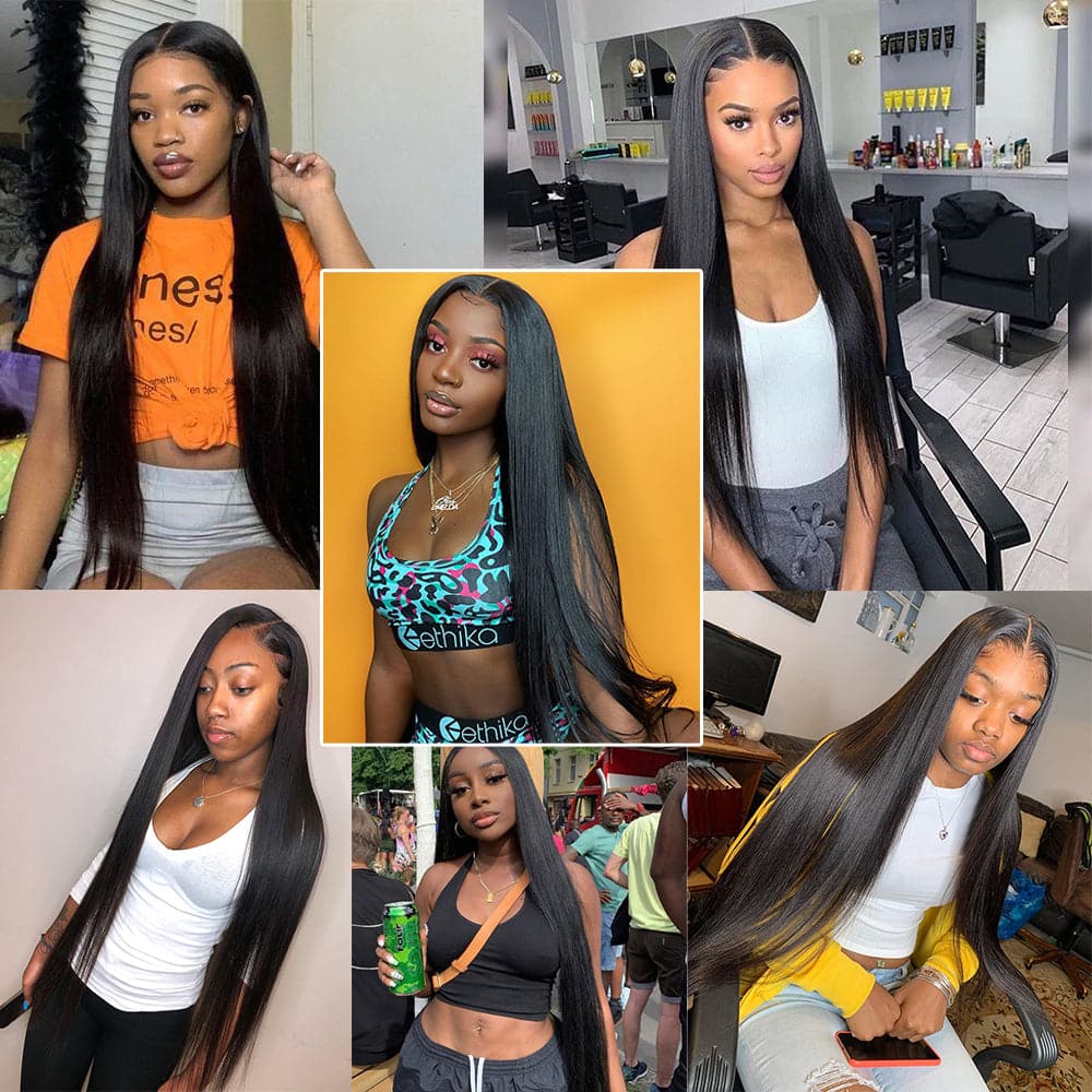 Long Hair Wigs For Women Straight Human Hair Invisible Wigs 180% Density 32-40inch