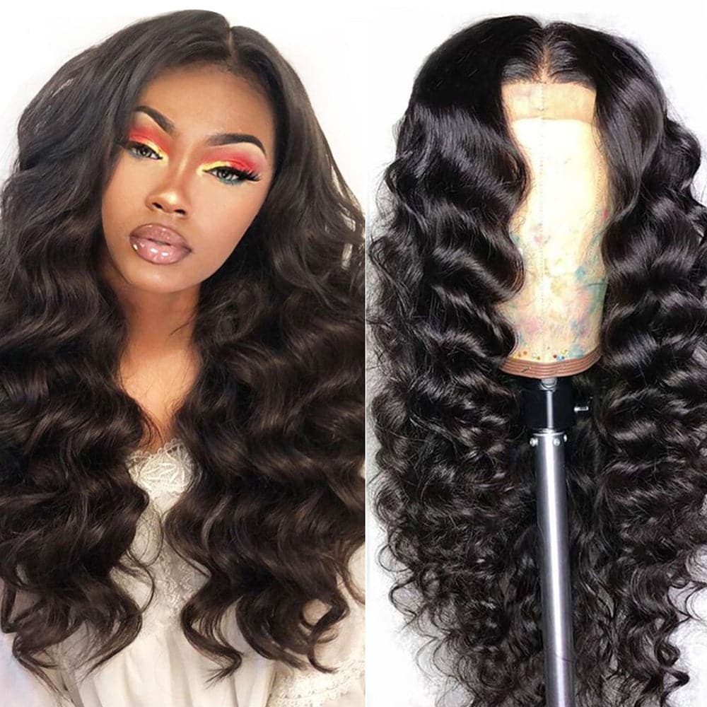Sterly Loose Deep 4×4 HD Transparent Closure Wigs Human Hair Wigs For Women