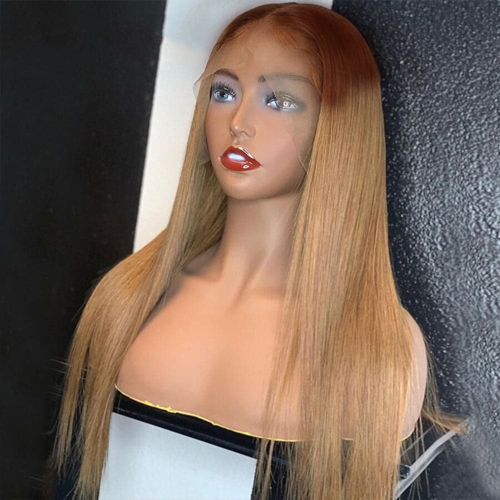 Sterly Ombre T4/27 Lace Wigs Affordable Body Wave / Straight Human Hair Wigs