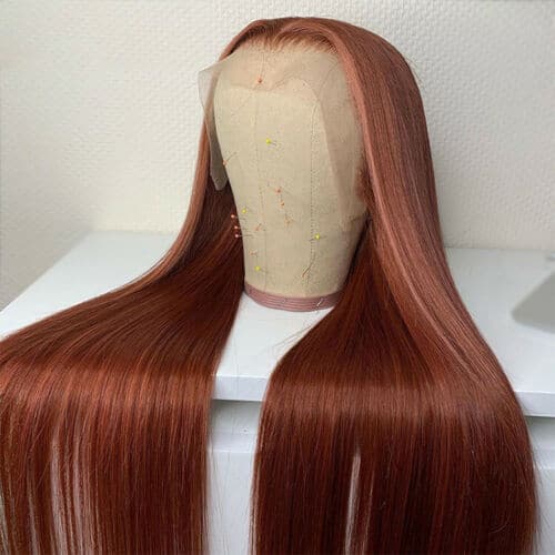 Sterly Reddish Brown Straight Human Hair Wigs 13x4/13x6 Lace Frontal Red Brown Wig